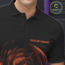Load image into Gallery viewer, Custom Black And Orange Dragon Bowling Shirts, Bowling League Shirt Dragon Men Jersey IPHW10707