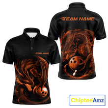 Load image into Gallery viewer, Custom Black And Orange Dragon Bowling Shirts, Bowling League Shirt Dragon Men Jersey IPHW10707