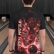 Load image into Gallery viewer, Custom Red Flaming Leopard Bowling Shirts For Men, Fire Bowling Team Shirt Bowler Uniform IPHW10712