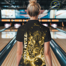Load image into Gallery viewer, Custom Yellow Flaming Leopard Women Bowling Shirts, Fire Bowling Team Shirt Bowler IPHW10716