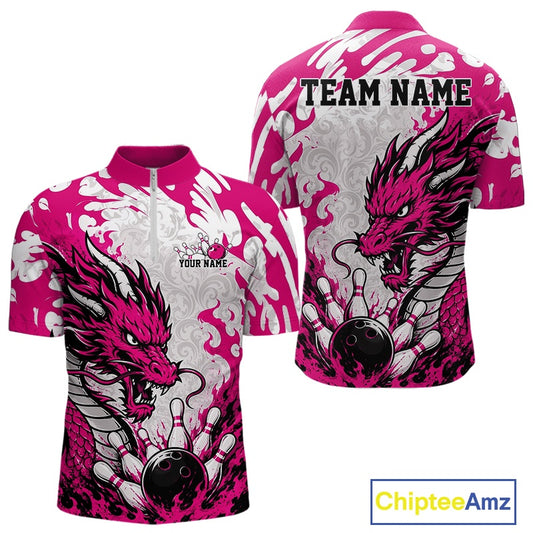 Pink and white sports jersey with dragon design on a white background