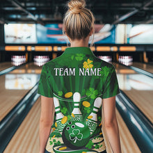 Load image into Gallery viewer, Custom Green St Patrick'S Day Womens Bowling Quarter-Zip Shirts, Celtic Team Bowling Outfit IPHW8375