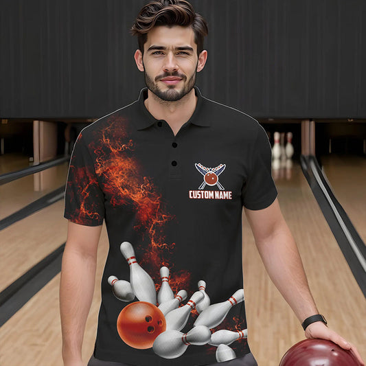 Custom Orange Bowling Polo Shirts For Men Bowling Team Jerseys Bowling League Shirts IPHW8881