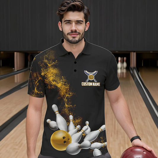 Custom Yellow Bowling Polo Shirts For Men Bowling Team Jerseys Bowling League Shirts IPHW8882