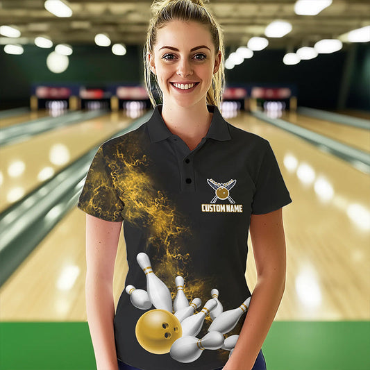 Custom Yellow Bowling Polo Shirts For Women Bowling Team Jerseys Bowling League Shirts IPHW8882