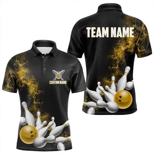 Custom Yellow Bowling Polo Shirts For Men Bowling Team Jerseys Bowling League Shirts IPHW8882