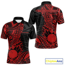 Load image into Gallery viewer, Custom Black And Red Maori Style Koru Spiral Tribal Men Bowling Polo Team Shirt IPHW10956