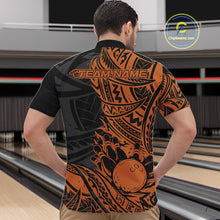 Load image into Gallery viewer, Custom Black And Orange Maori Style Koru Spiral Tribal Men Bowling Quarter-Zip Team Shirt IPHW10958