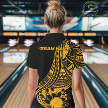 Load image into Gallery viewer, Custom Black And Yellow Maori Style Koru Spiral Tribal Women Bowling Polo Team Shirt IPHW10963