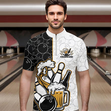 Load image into Gallery viewer, Custom Funny Bowling And Beer Team Bowling Quarter-Zip Shirts For Men, Bowling Pattern Shirt IPHW8891
