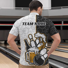 Load image into Gallery viewer, Custom Funny Bowling And Beer Team Bowling Quarter-Zip Shirts For Men, Bowling Pattern Shirt IPHW8891