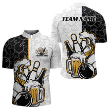 Load image into Gallery viewer, Custom Funny Bowling And Beer Team Bowling Quarter-Zip Shirts For Men, Bowling Pattern Shirt IPHW8891
