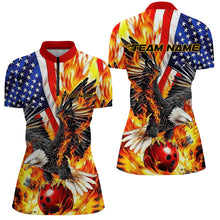 Load image into Gallery viewer, Custom Patriotic Eagle Women's Bowling Shirts, US Flag Bowling League Shirt IPHW7728