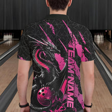 Load image into Gallery viewer, Custom Black And Pink Dragon Bowling Men Polo Shirts, Team Bowling Jerseys IPHW10749