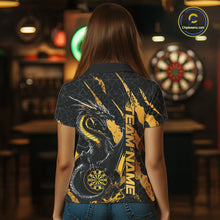 Load image into Gallery viewer, Custom Black And Gold Dragon Dart Women Polo Shirts, Team Dart Jerseys IPHW10751