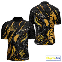 Load image into Gallery viewer, Custom Black And Gold Dragon Dart Men Quarter-Zip Shirts, Team Dart Jerseys IPHW10751