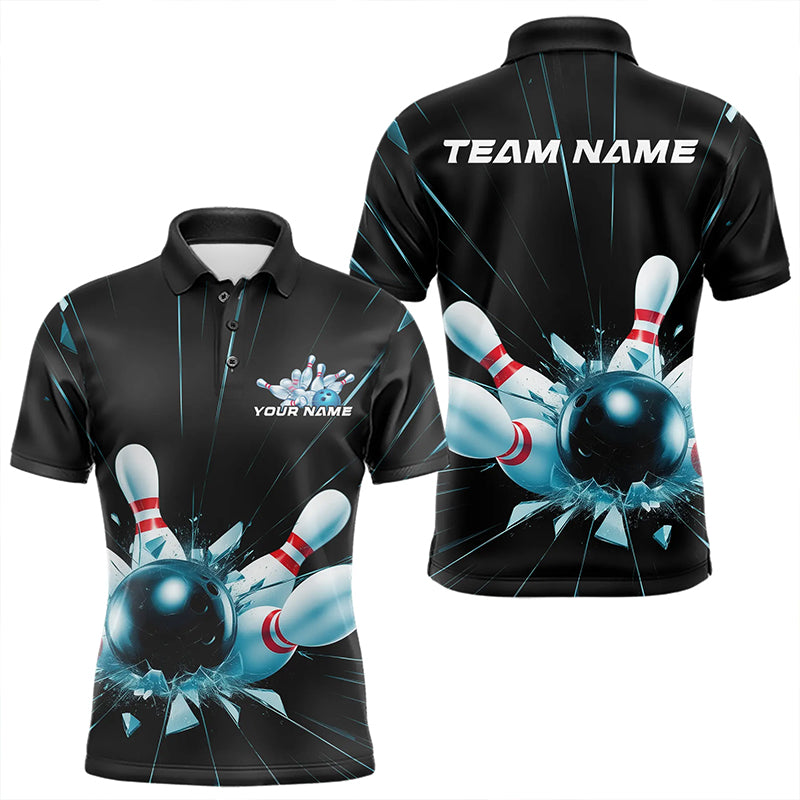 Custom Break Glass Bowling Polo Shirts For Men, Bowling League Shirt Team Uniform IPHW8900