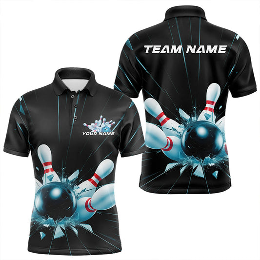 Custom Break Glass Bowling Polo Shirts For Men, Bowling League Shirt Team Uniform IPHW8900