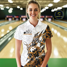 Load image into Gallery viewer, Custom Yellow Camo Bowling Women Polo Shirt, Bowling Ball Pattern Team Jerseys IPHW10988