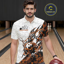 Load image into Gallery viewer, Custom Orange Camo Bowling Men Polo Shirt, Bowling Ball Pattern Team Jerseys IPHW10989