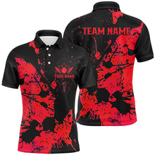 Load image into Gallery viewer, Custom Name Black And Red Bowling Team Shirts For Men And Women, Bowling League Jerseys IPHW6434