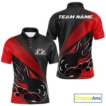 Load image into Gallery viewer, Custom Black And Red Flame Bowling Men Polo Shirt, Team Bowling League Shirt IPHW10254