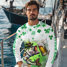 Load image into Gallery viewer, Custom St Patrick's Day Shamprock Largemouth Bass Long Sleeve Tournament Fishing Shirts IPHW8387