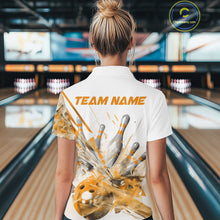 Load image into Gallery viewer, Custom Black And Yellow Women Bowling Team Shirts, Bowling League Shirt Bowlers Outfit IPHW10784