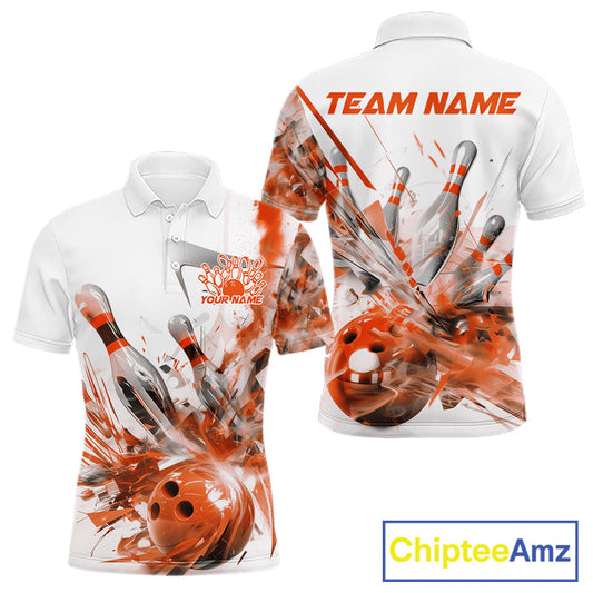 Custom Black And Orange Men Bowling Team Shirts, Bowling League Shirt Bowlers Outfit IPHW10785