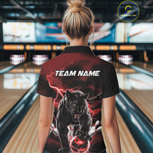 Load image into Gallery viewer, Red Thunder Lightning Custom Panther Women Bowling Polo Shirts, Panther Bowling Jerseys IPHW10790