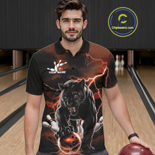 Load image into Gallery viewer, Orange Thunder Lightning Custom Panther Men Bowling Polo Shirts, Panther Bowling Jerseys IPHW10791