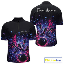 Load image into Gallery viewer, Custom Colorful Elegant Butterfly Bowling Men Quarter-Zip Shirt, Flame Bowlers Jersey IPHW11012