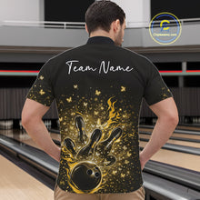 Load image into Gallery viewer, Custom Yellow Elegant Butterfly Bowling Men Quarter-Zip Shirt, Flame Bowlers Jersey IPHW11015
