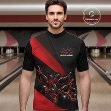 Load image into Gallery viewer, Custom Black And Red Flame Men Bowling Team Shirts, Bowling League Shirt Bowler Jerseys IPHW11290