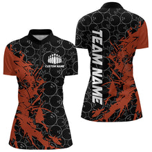 Load image into Gallery viewer, Black And Orange Custom Bowling Tournament Womens Quarter-Zip Shirts, Bowling Team Jerseys IPHW8421