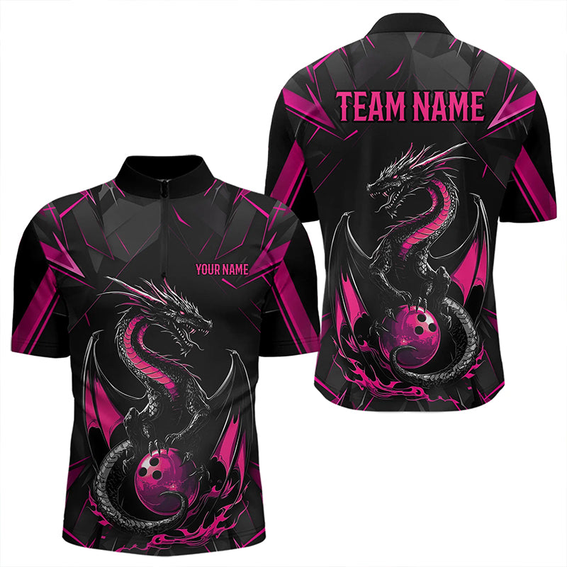 Custom Multi-Color Dragon Bowling Quarter-Zip Shirts For Men, Team Uniform 7312IPHW