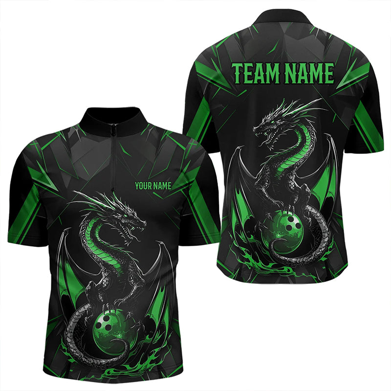 Custom Multi-Color Dragon Bowling Quarter-Zip Shirts For Men, Team Uniform 7312IPHW