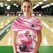 Load image into Gallery viewer, Sassy Classy Flamingo Queen Custom Women Bowling Quarter-Zip Shirts, Slay Ladies Outfits IPHW11021