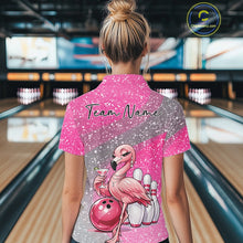 Load image into Gallery viewer, Sassy Classy Flamingo Custom Women Bowling Quarter-Zip Shirt, Glamorous Ladies Outfit IPHW11028