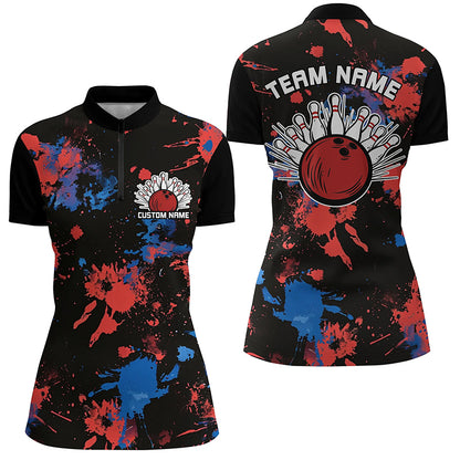 Red White And Blue Colors Camo Custom Women Bowling Team Shirts Bowler Outfits IPHW6471