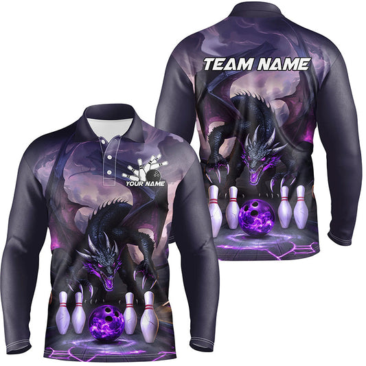 Custom Purple Dragon Bowling Shirts For Men, Bowling Team Shirt Bowler Outfit Uniform IPHW7986