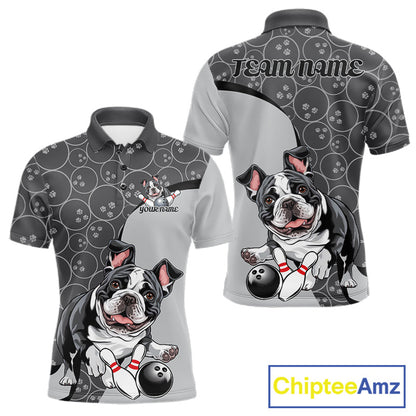 Custom Cute Funny French Bulldog Bowling Men Polo Shirts, Dog Lovers Bowling Shirt IPHW10286