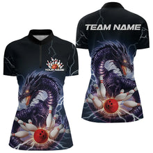 Load image into Gallery viewer, Custom Thunder Lightning Dragon Womens Bowling Quarter-Zip Shirts, Bowling League Shirt IPHW8677