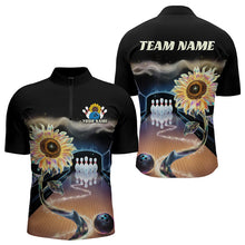 Load image into Gallery viewer, Custom Sunflower Bowling Quarter-Zip Shirts For Men, Sunflower Bowling Tournament Team Shirt IPHW8437