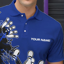 Load image into Gallery viewer, Custom Blue Camo Strike Bowling Polo Shirts For Men, Strike Team Bowling League Shirt Shirt IPHW8446