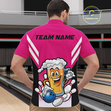 Load image into Gallery viewer, Custom Funny Pink Bowling Jerseys Bowling And Beer Men Quarter-Zip Shirts, Bowling Jerseys IPHW10542