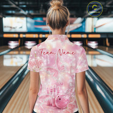 Load image into Gallery viewer, Custom Elegant Roses And Butterfly Women Bowling Polo Shirts, Dreamy Ladies Bowling Shirt IPHW11065