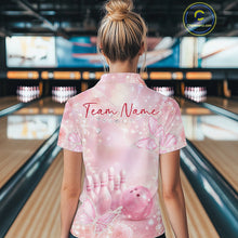 Load image into Gallery viewer, Custom Elegant Roses And Butterfly Women Bowling Polo Shirts, Dreamy Ladies Bowling Shirt IPHW11067