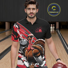 Load image into Gallery viewer, Custom Red Camo Funny Turkey Bowling Team Shirt For Men, Turkey Bowling Jerseys IPHW10550