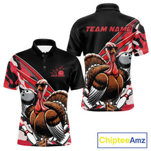 Load image into Gallery viewer, Custom Red Camo Funny Turkey Bowling Team Shirt For Men, Turkey Bowling Jerseys IPHW10550